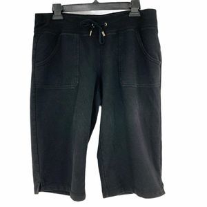 Womens Crop Sweat Pants M 9693 Shorts Danskin Black Pullon Drawstring Cargo